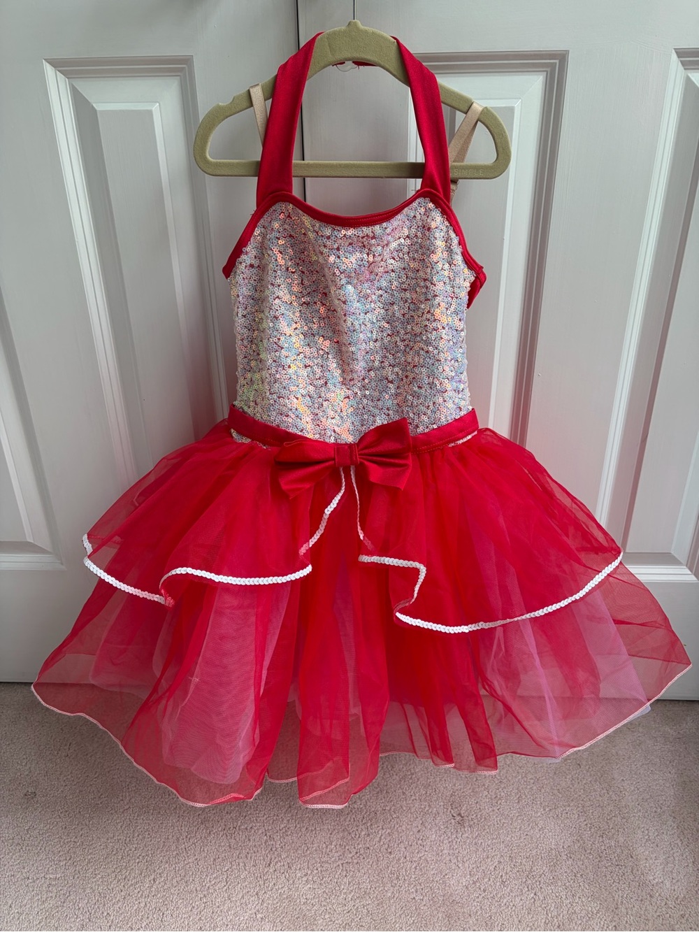 Weissman Red Sequin Halter Tulle Tutu Dress for Kids